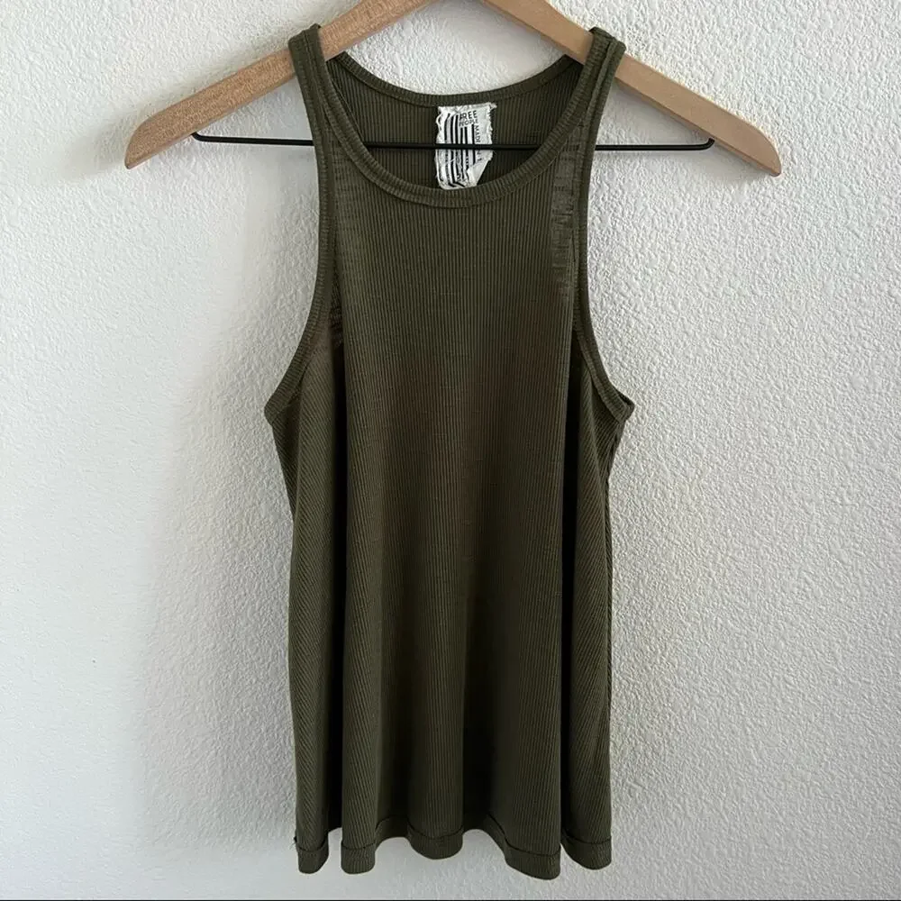 Free People We the Free High Neck Muscle Ribbed Tank XS